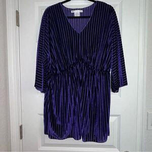 Daniel Benjamin Burn Out Stripe Kimono Dolman Style 3/4 Sleeve Top